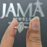 1.28 CT Marquise Diamond Halo Three Stone Ring (Ready for Delivery)
