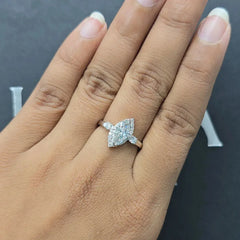 1.28 CT Marquise Diamond Halo Three Stone Ring (Ready for Delivery)