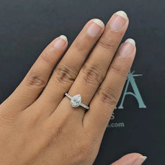 0.90 CT Pear Diamond Halo Engagement Ring (Ready for Delivery)
