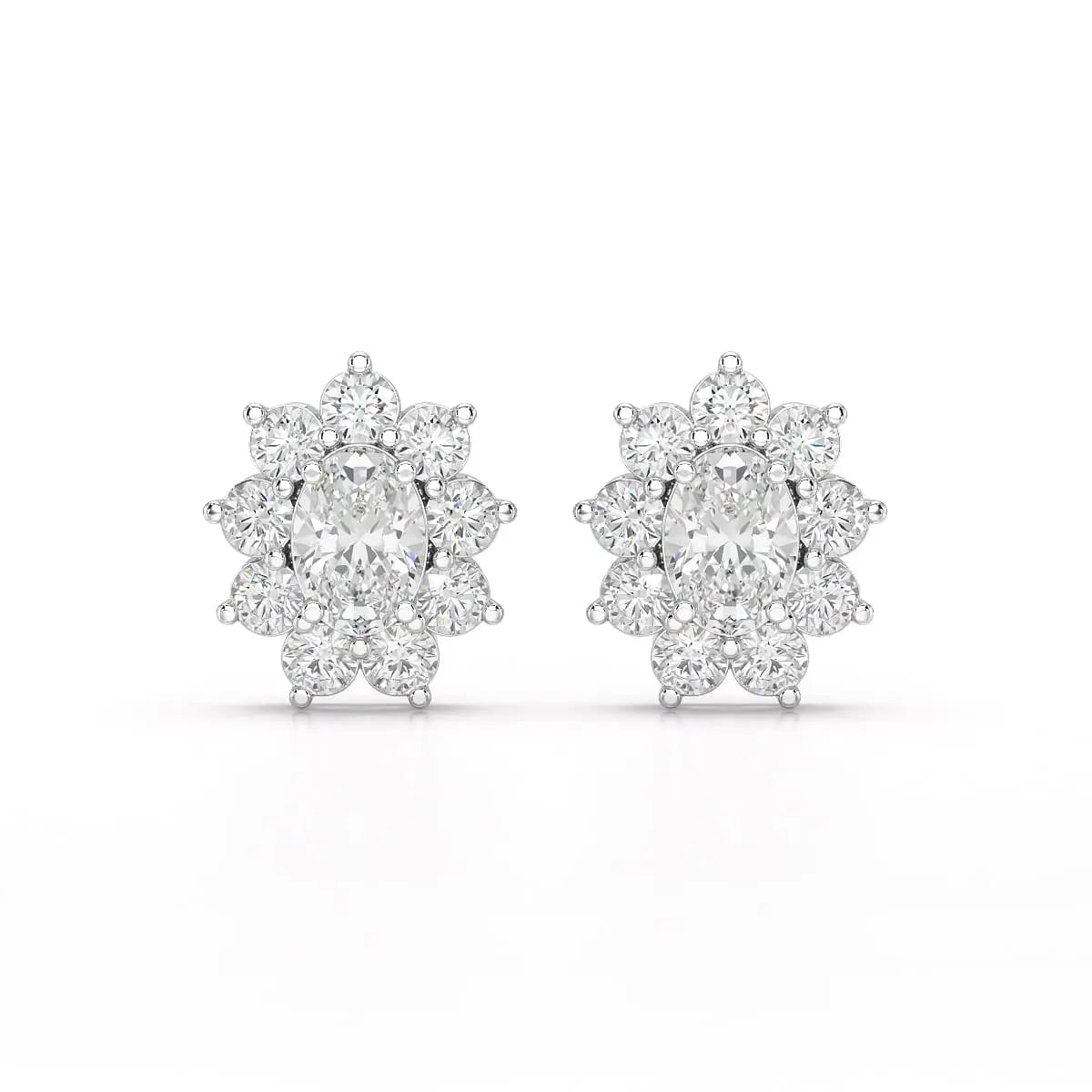 3.06 CT Lab Diamond Oval Cut Stud Earrings Jama Jewels