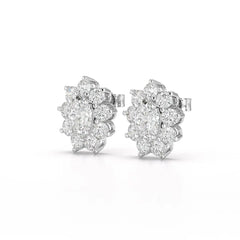 3.06 CT Lab Diamond Oval Cut Stud Earrings Jama Jewels