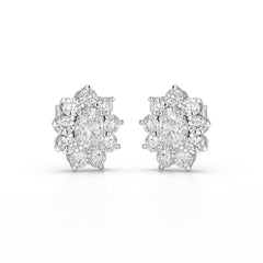 3.06 CT Lab Diamond Oval Cut Stud Earrings Jama Jewels