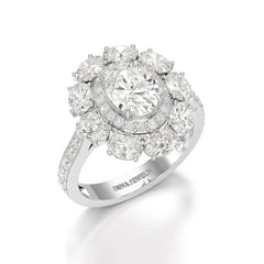 3.16 CT Halo Oval Cut Lab Diamond Ring Jama Jewels