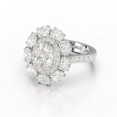 3.16 CT Halo Oval Cut Lab Diamond Ring Jama Jewels
