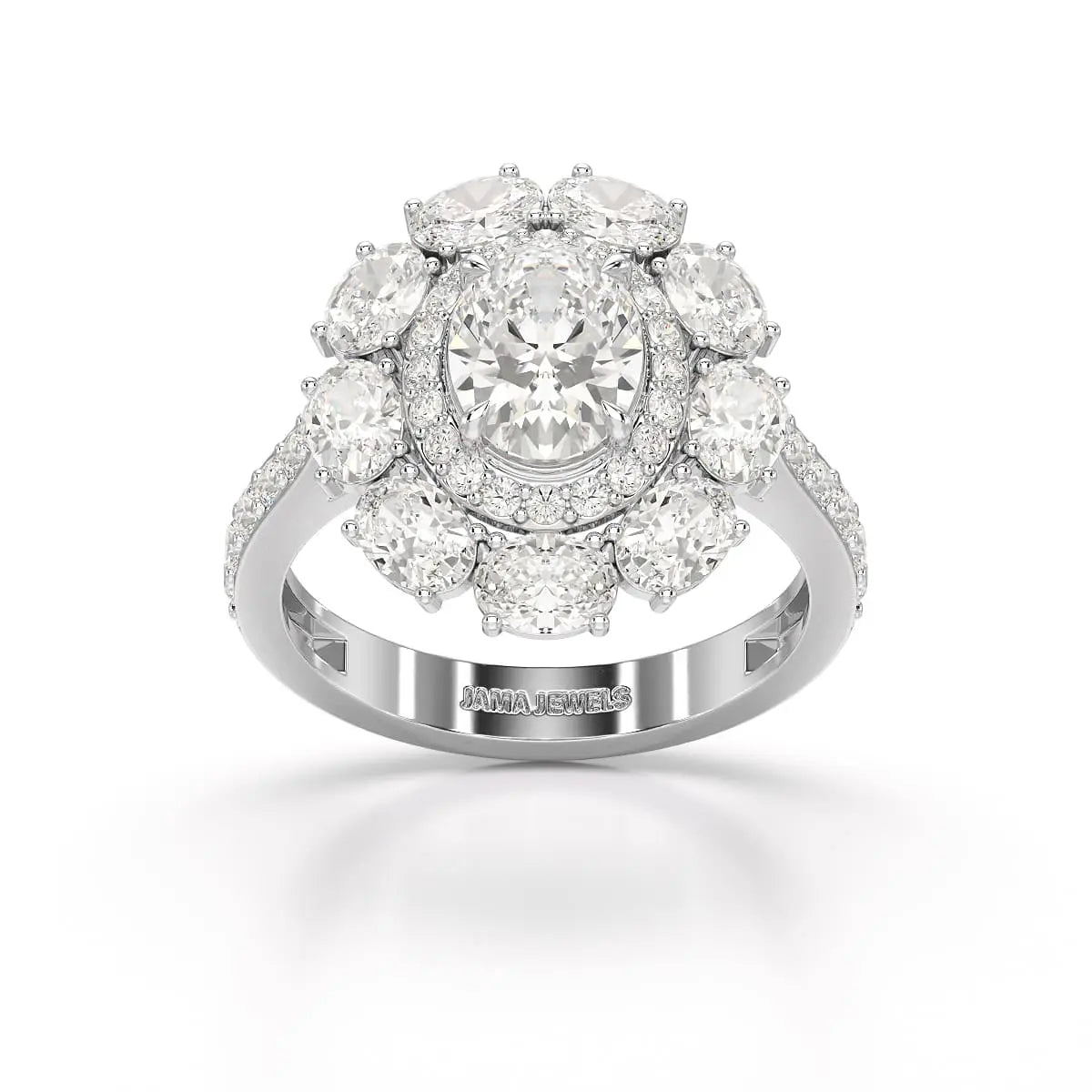 3.16 CT Halo Oval Cut Lab Diamond Ring Jama Jewels