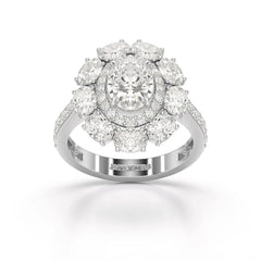 3.16 CT Halo Oval Cut Lab Diamond Ring Jama Jewels
