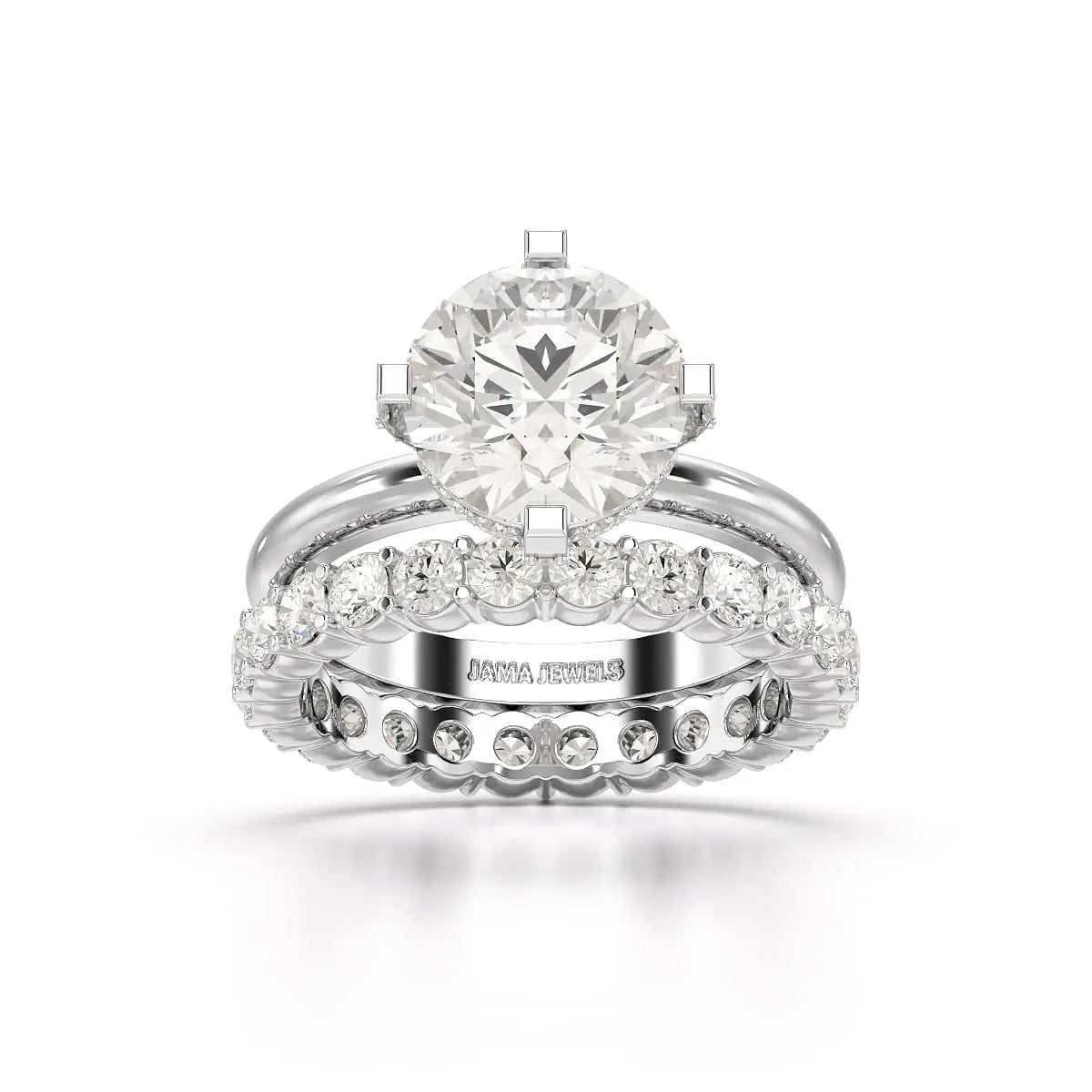 3.27 CT Round Cut Lab Diamond Hidden Halo Ring Jama Jewels