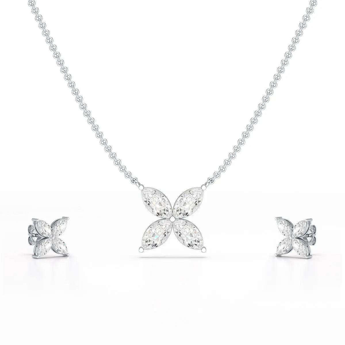 3.2 CT Marquise Cut Lab Diamond Earring and Pendant Set Jama Jewels