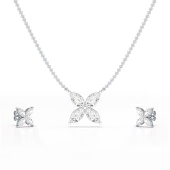 3.2 CT Marquise Cut Lab Diamond Earring and Pendant Set