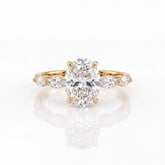 3.40 CT Oval Cut Ring with Marquise & Round Cut Side Diamonds
