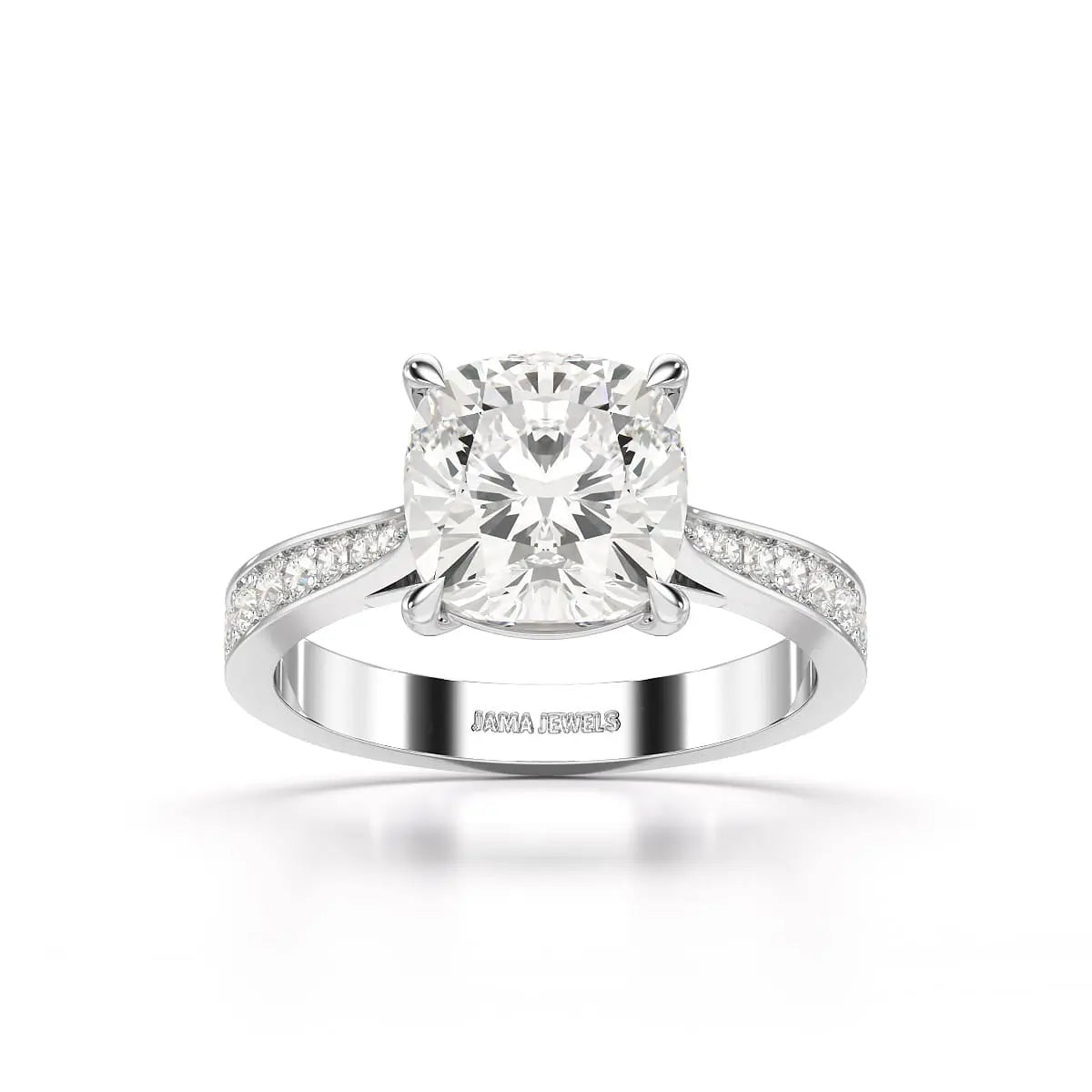 3.78 CT Lab Diamond Cushion Cut Solitaire Ring Jama Jewels