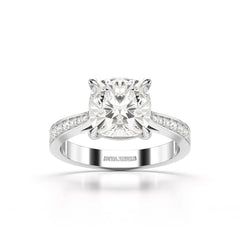 3.78 CT Lab Diamond Cushion Cut Solitaire Ring Jama Jewels