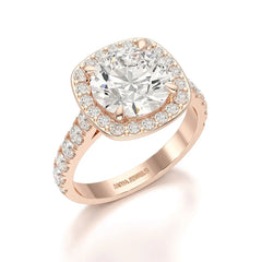 3.8 CT Lab Diamond Round Cut Halo Ring Jama Jewels