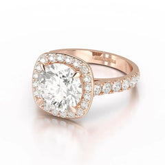 3.8 CT Lab Diamond Round Cut Halo Ring Jama Jewels