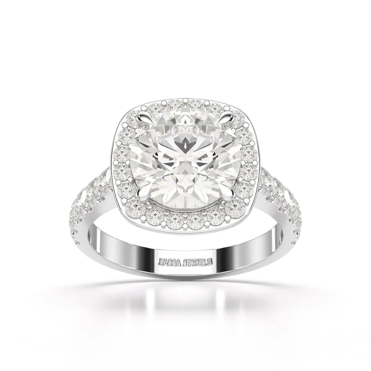 3.8 CT Lab Diamond Round Cut Halo Ring Jama Jewels