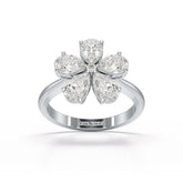 2.4 CT Pear Cut Lab Diamond Flower Shape Ring
