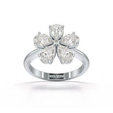 2.4 CT Pear Cut Lab Diamond Flower Shape Ring Jama Jewels