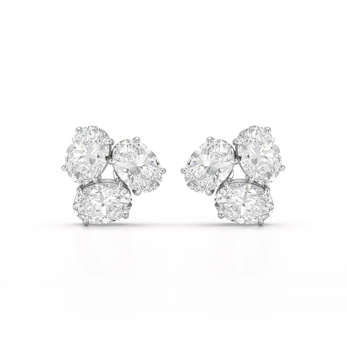 3 CT Lab Diamond Oval Cut Three Stone Earrings Jama Jewels