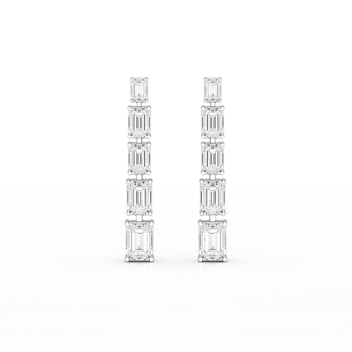 4.09 CT Emerald Cut Lab Diamond Dangle Earrings