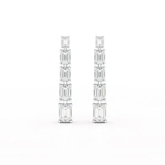 4.09 CT Emerald Cut Lab Diamond Dangle Earrings