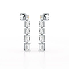 4.09 CT Emerald Cut Lab Diamond Dangle Earrings