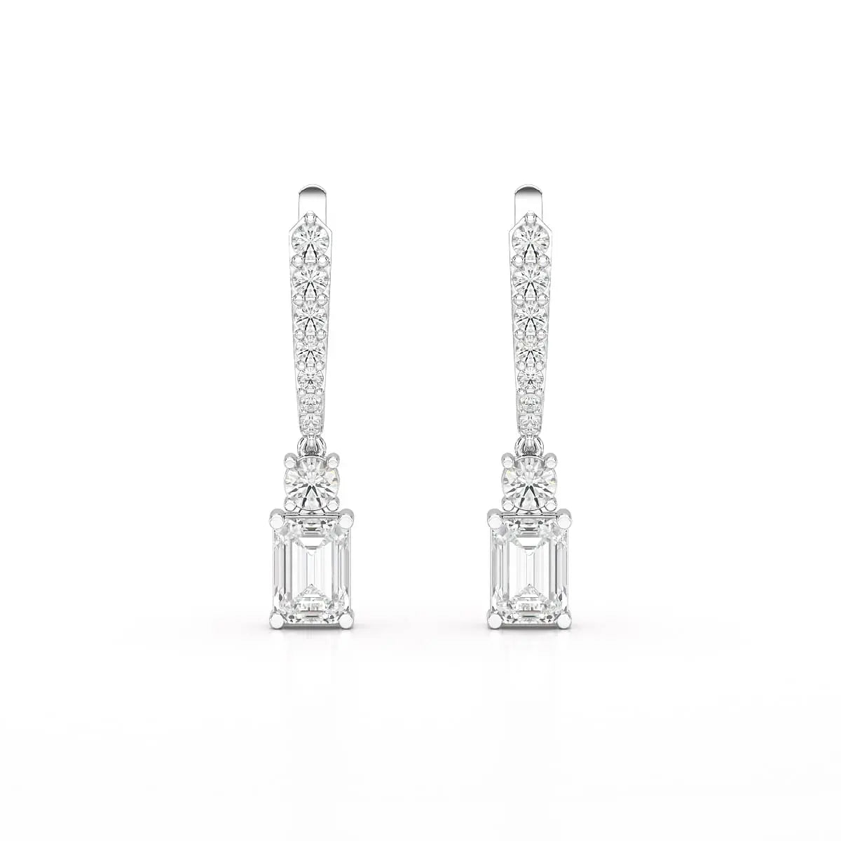 4.42 CT Emerald Cut Drop Lab Diamond Earring Jama Jewels