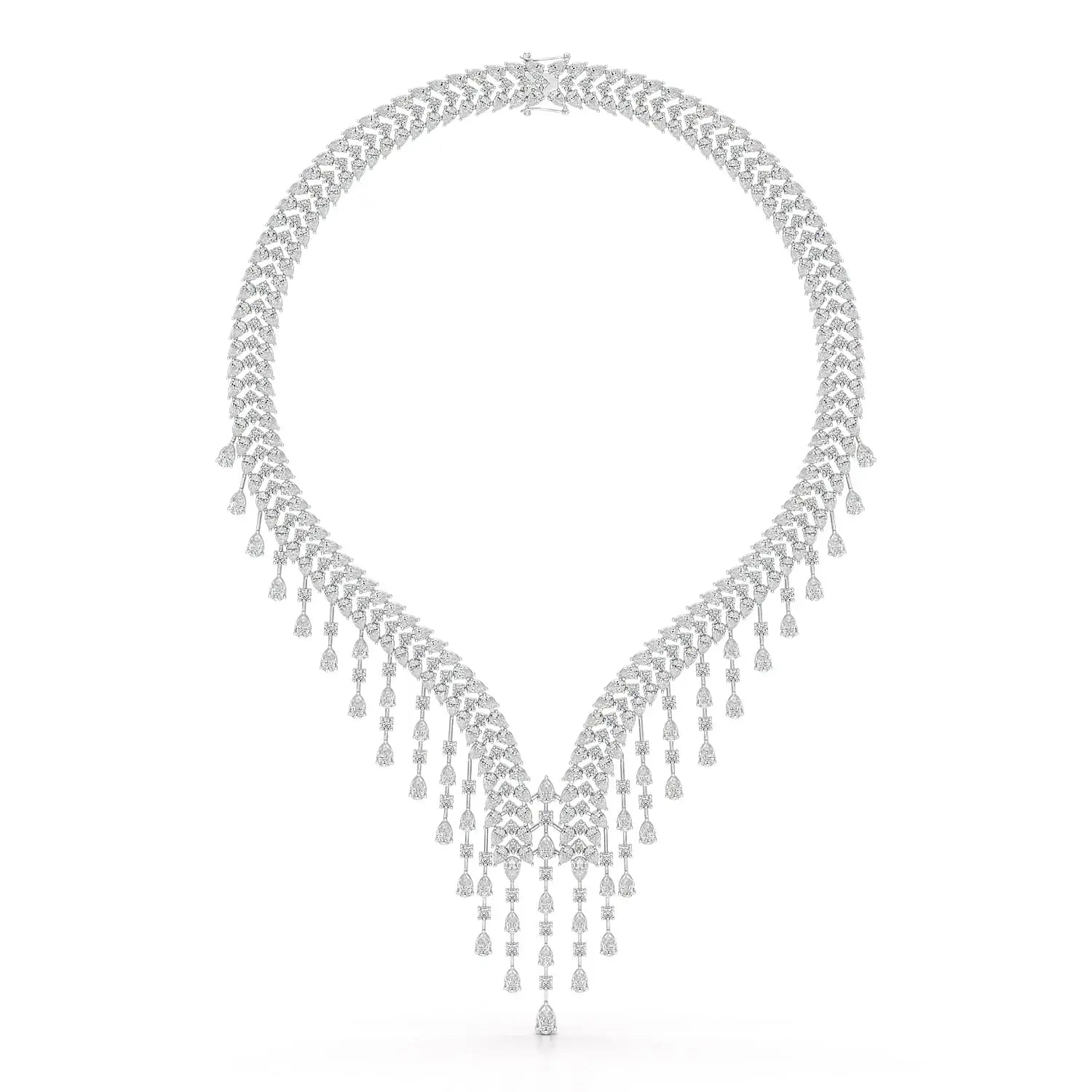 46.95 CT Lab Diamond Fancy Pear Cut Necklace Jama Jewels