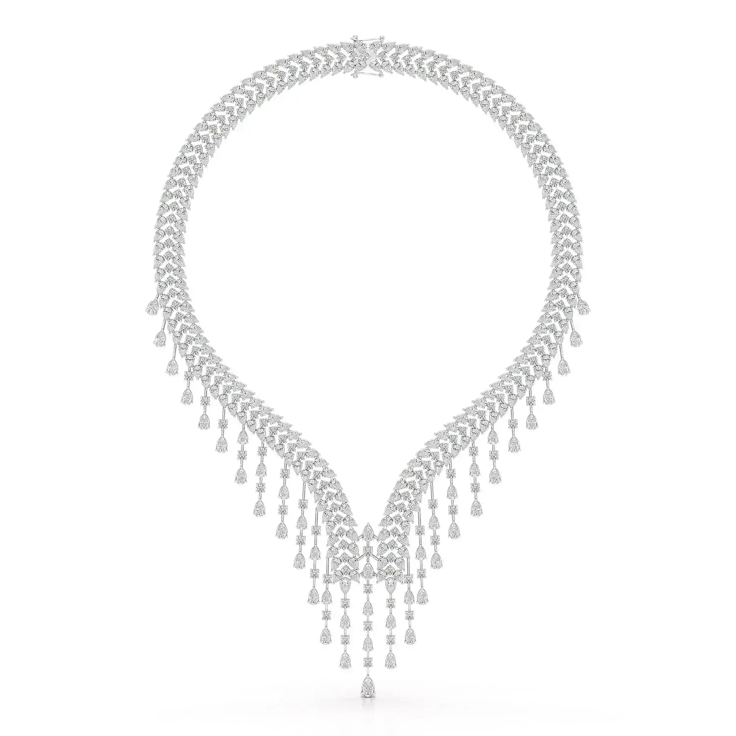 46.95 CT Lab Diamond Fancy Pear Cut Necklace Jama Jewels
