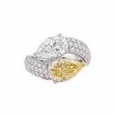 5.70 CT Pear Two-Tone Pavé Diamond Ring