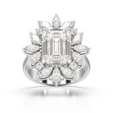 6.29 CT Emerald Cut Halo Lab Diamond Ring