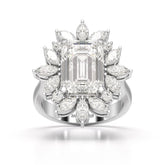 6.29 CT Emerald Cut Halo Lab Diamond Ring