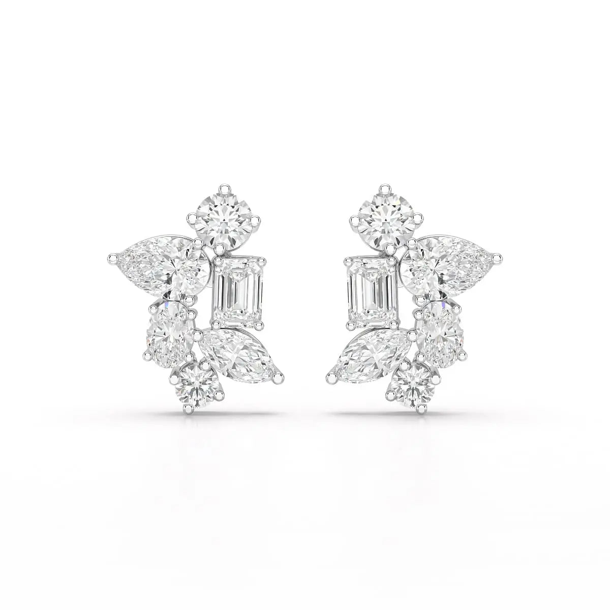 6.57 CT Multi Shape Lab Diamond Stud Earrings Jama Jewels
