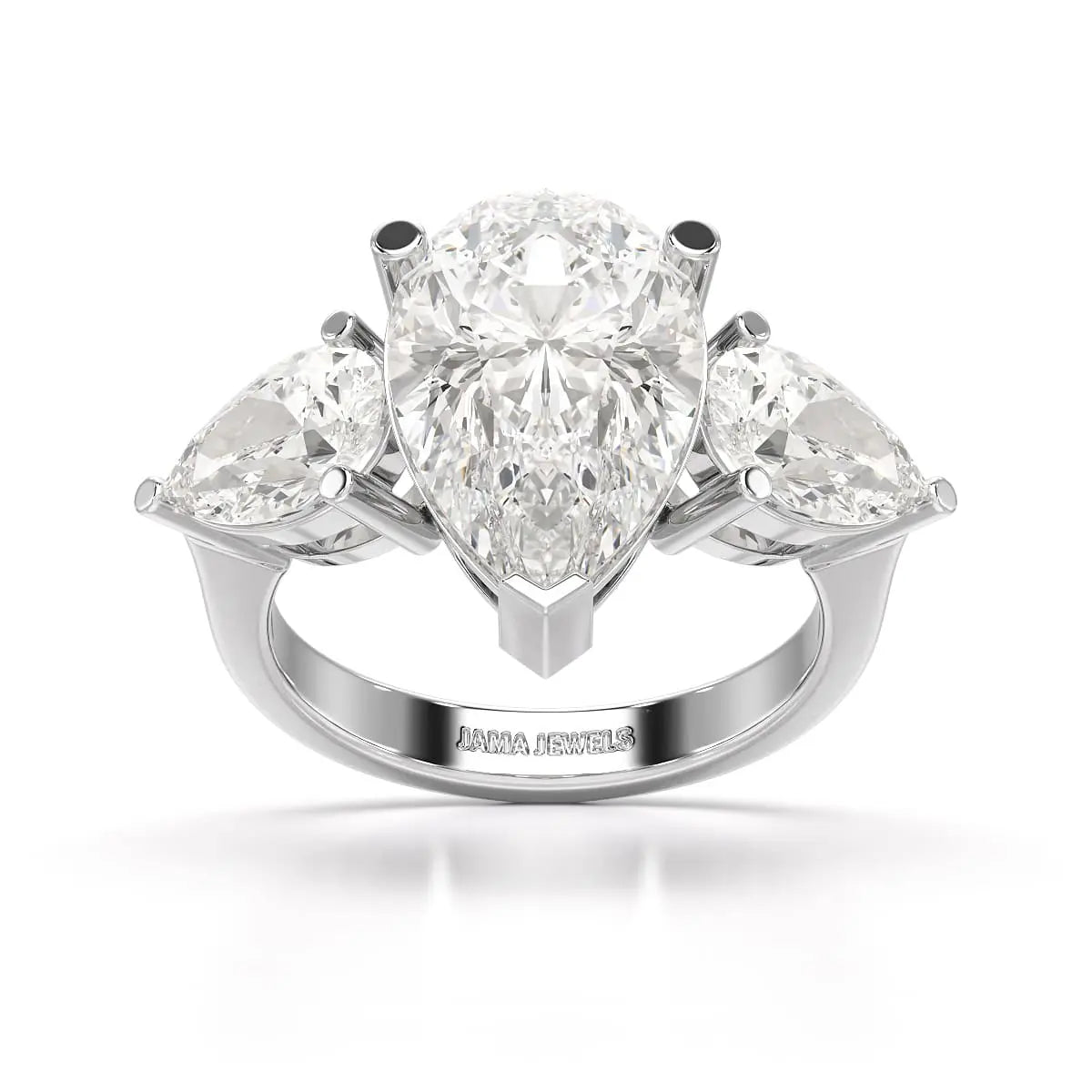 6.82 CT Lab Diamond Pear Cut Three Stone Ring