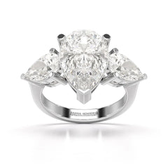 6.82 CT Lab Diamond Pear Cut Three Stone Ring