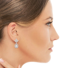 6.8 CT Pear and Marquise Cut lab Diamond Drop Earrings Jama Jewels
