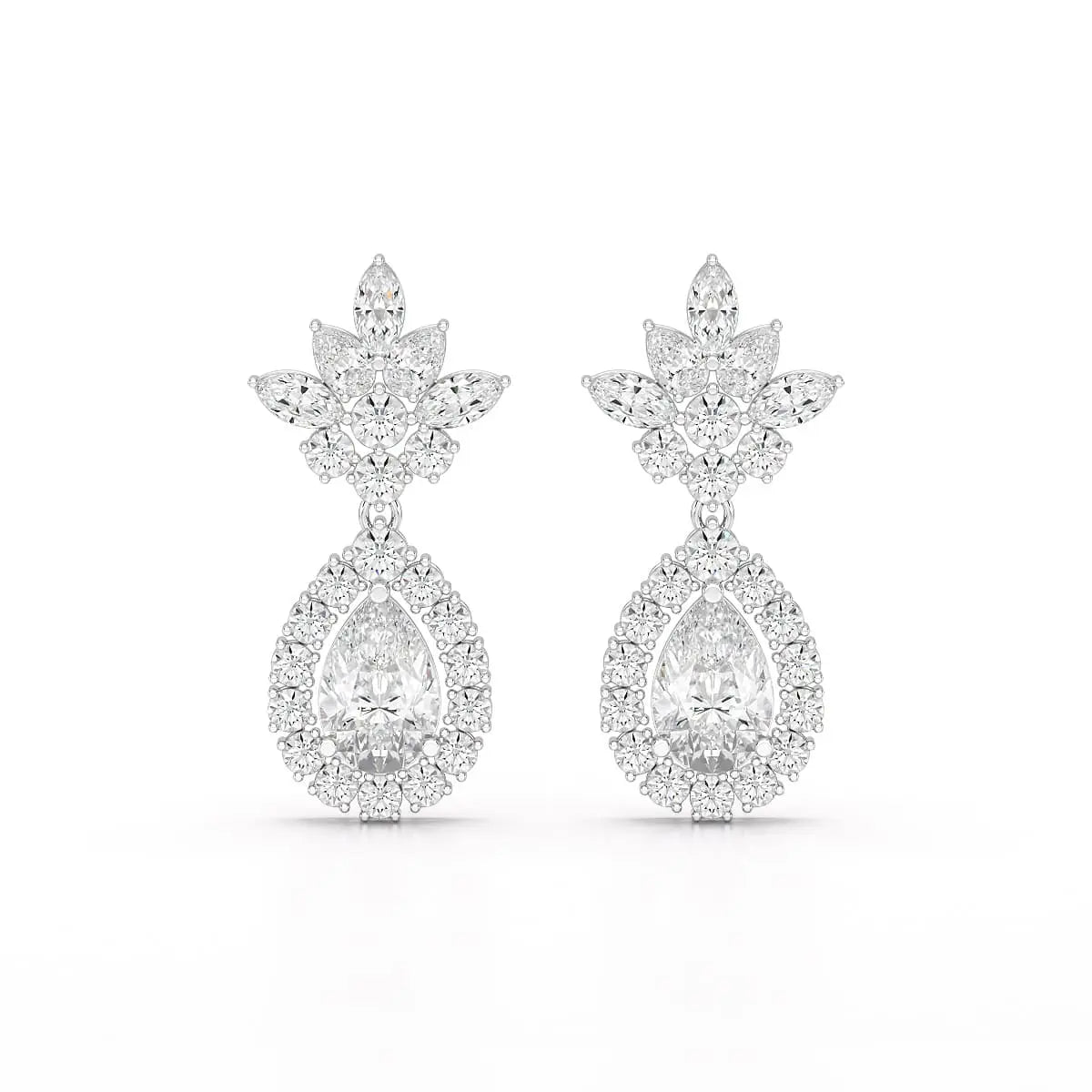 6.8 CT Pear and Marquise Cut lab Diamond Drop Earrings Jama Jewels