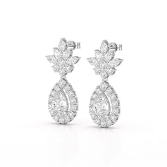 6.8 CT Pear and Marquise Cut lab Diamond Drop Earrings Jama Jewels