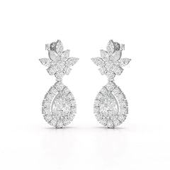 6.8 CT Pear and Marquise Cut lab Diamond Drop Earrings Jama Jewels