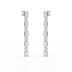 8.27 CT Lab Diamond Emerald Cut Dangle Drop Earring