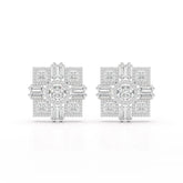 9.25 CT Baguette and Princess Cut Lab Diamond Stud Earrings Jama Jewels