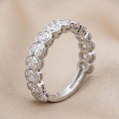 1.90 CT Oval Bezel Half Eternity Diamond Ring