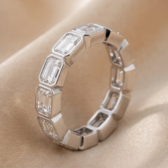 2.05 CT Emerald Bezel Full Eternity Diamond Ring