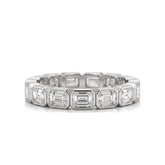 2.05 CT Emerald Bezel Full Eternity Diamond Ring