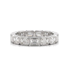 2.05 CT Emerald Bezel Full Eternity Diamond Ring