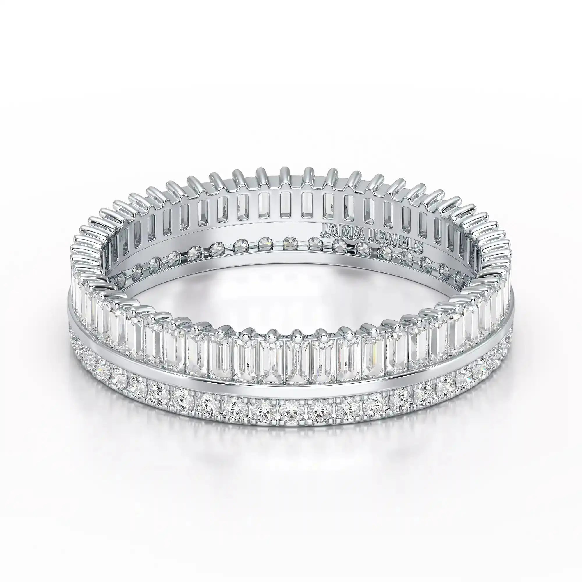 1.10 CT Baguette and Round Cut Diamond Eternity Ring Jama Jewels