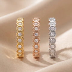 1.10 CT Three Row Set Stackable Diamond Ring