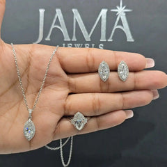5.60 CT Marquise Cut Jewellery Set - Ring, Earring & Chain Pendant (Ready for Delivery) Jama Jewels