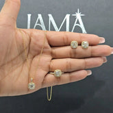 4.90 CT Cushion Cut Diamond Jewellery Set - Ring, Earring & Chain Pendant (Ready for Delivery) Jama Jewels
