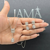 7.15 CT Multi Shape Halo Diamond Jewellery Set - Earring & Chain Pendant (Ready for Delivery) Jama Jewels
