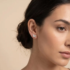 2.10 CT Emerald & Marquise Cut Lab Diamond Duo Studs